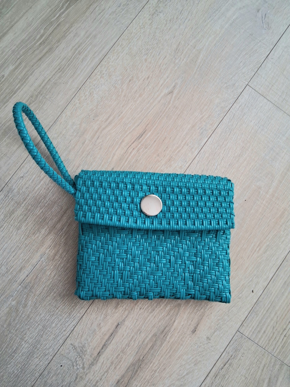 Handwoven Recycled Plastic Wristlet Clutch